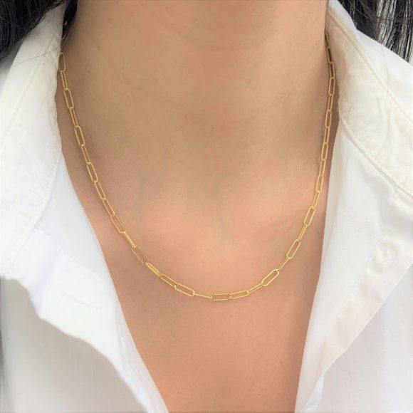 Paperclip Link Necklace in 14K Yellow Gold - Picture 3 of 3